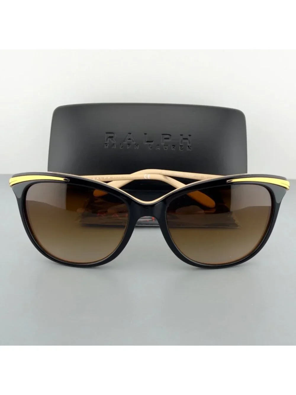 Ralph Lauren Women Sunglasses RA5203 Cat Eye 1090T5 Black On Gold 54 16 135 READ